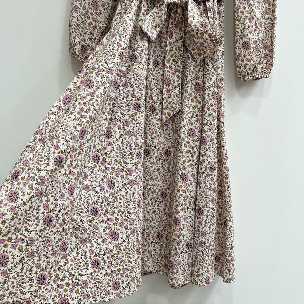 XIRENA isley dress in ivy vines cream pastel pink floral long sleeve ruffles XS - Picture 9 of 16
